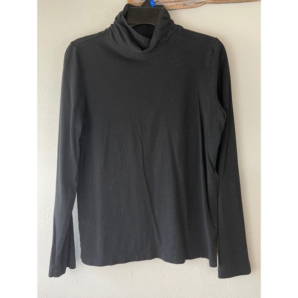 Studio Works Sweaters - Women's Studio Works S/P Mock Neck Cotton Modal Black Solid Basic Staple L/S